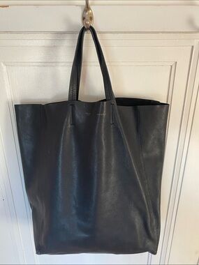 Celine Black Leather Tote Bag